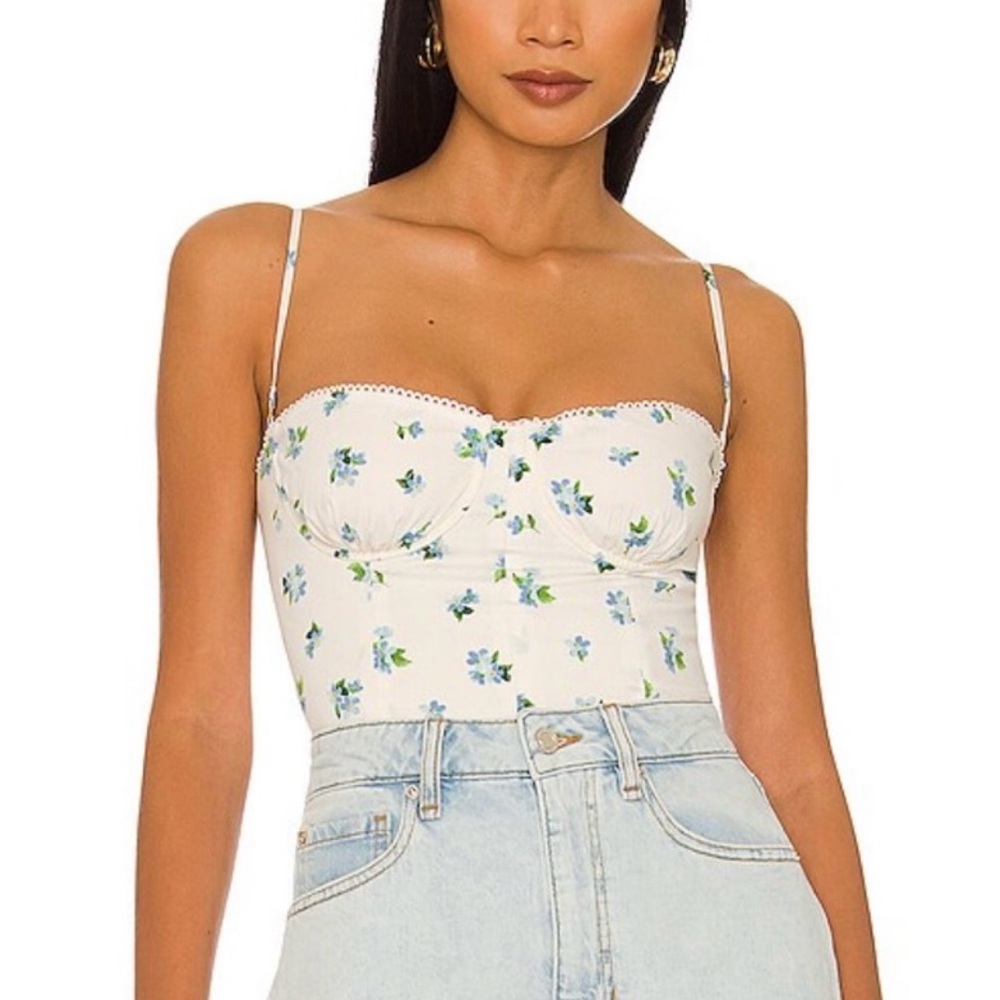 We Wore What corset top white floral